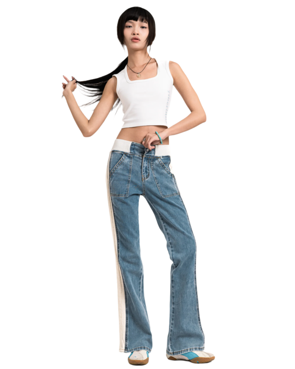 sporty flare jeans mid blue