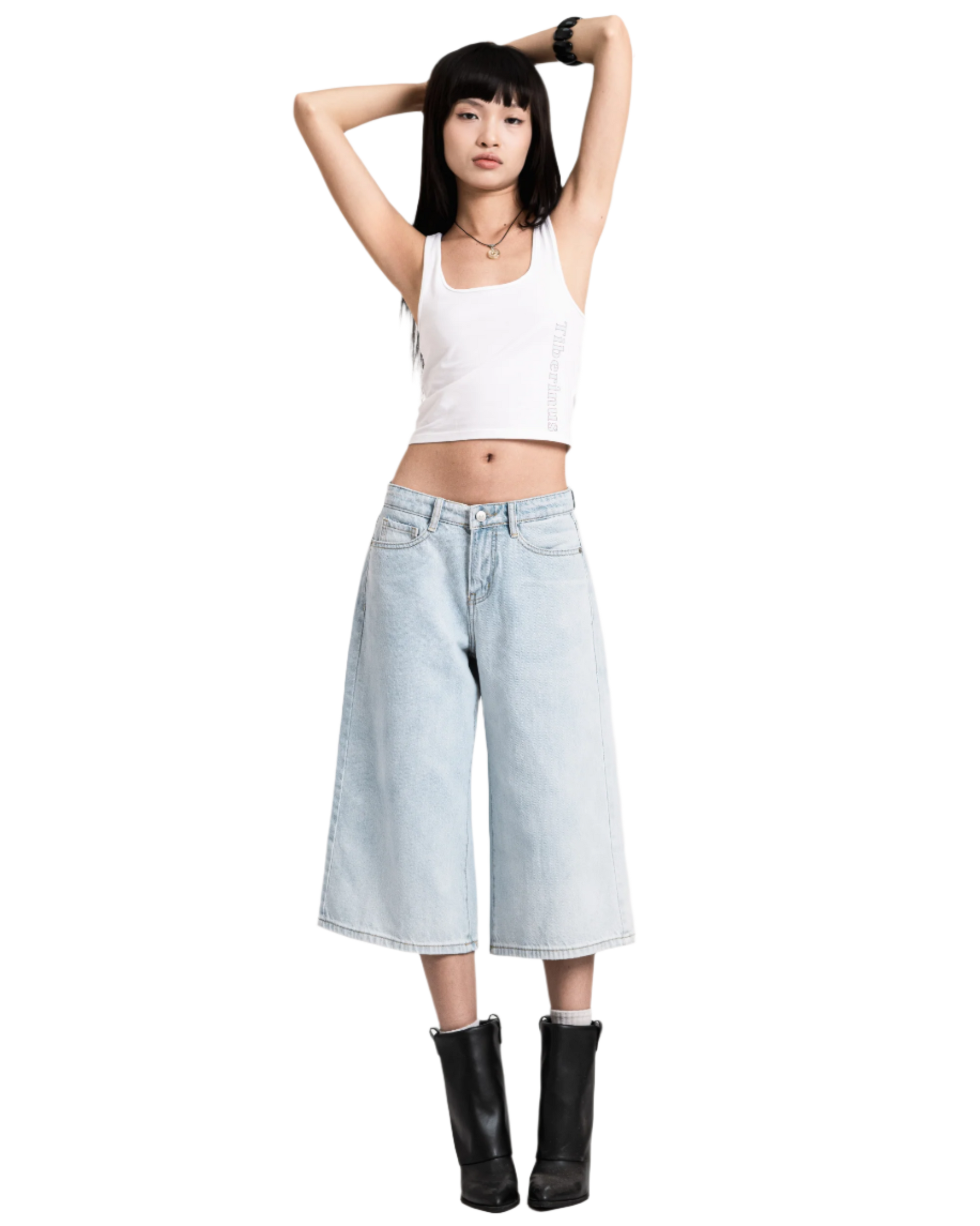 mom jorts light blue