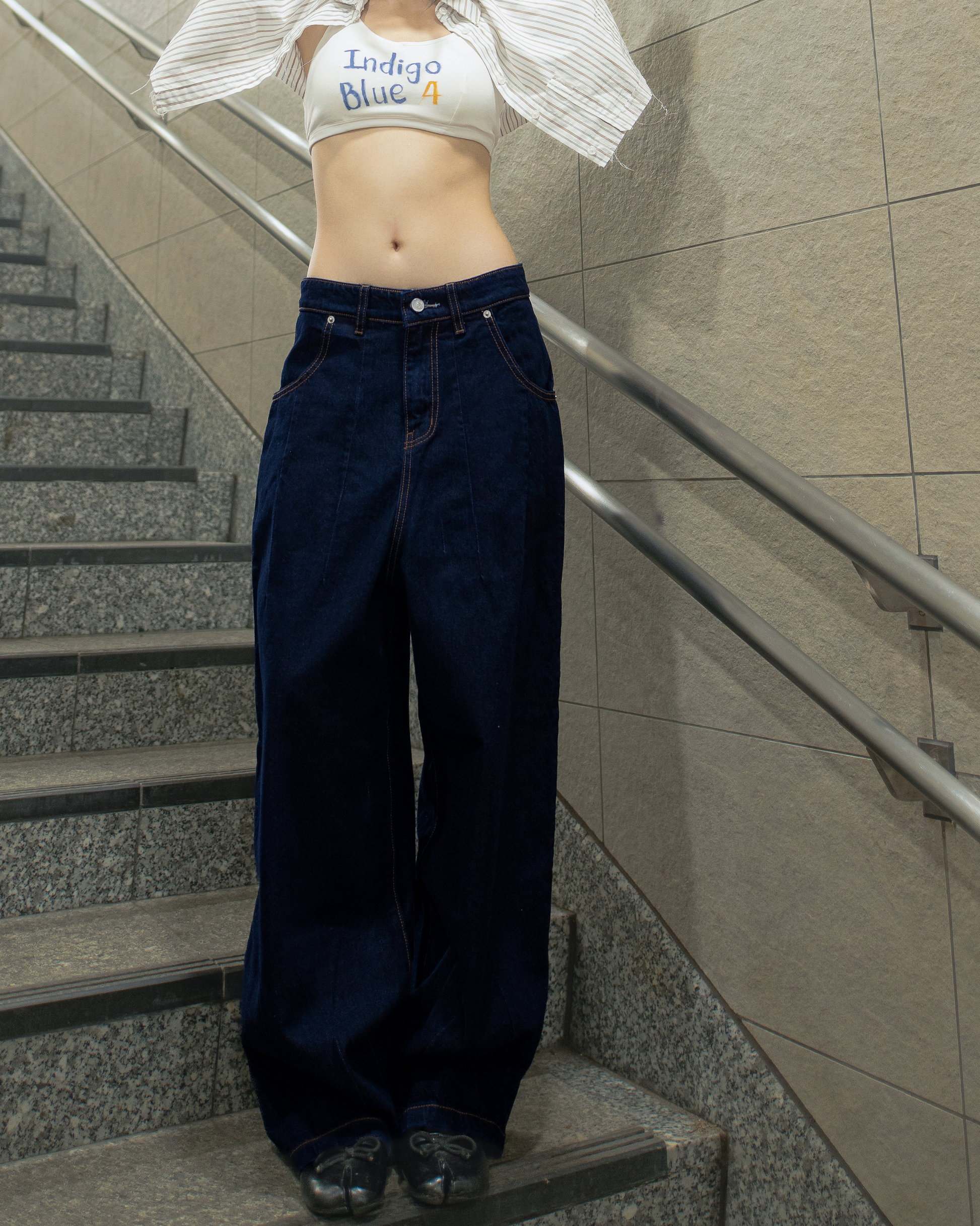 Baggy Flowy Jeans Indigo Blue