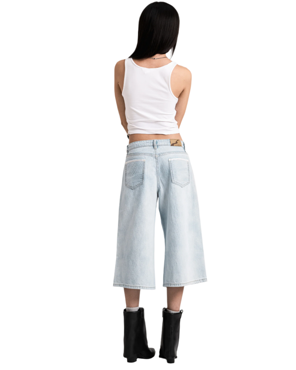 mom jorts light blue