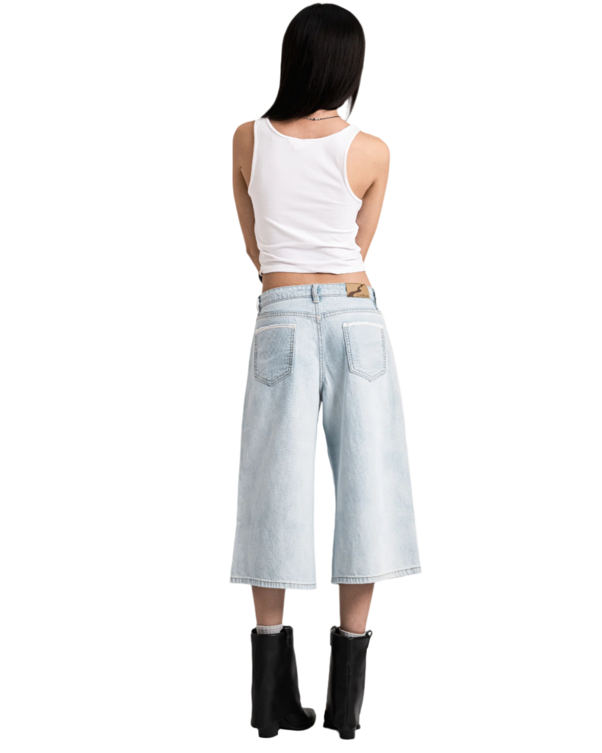 mom jorts light blue