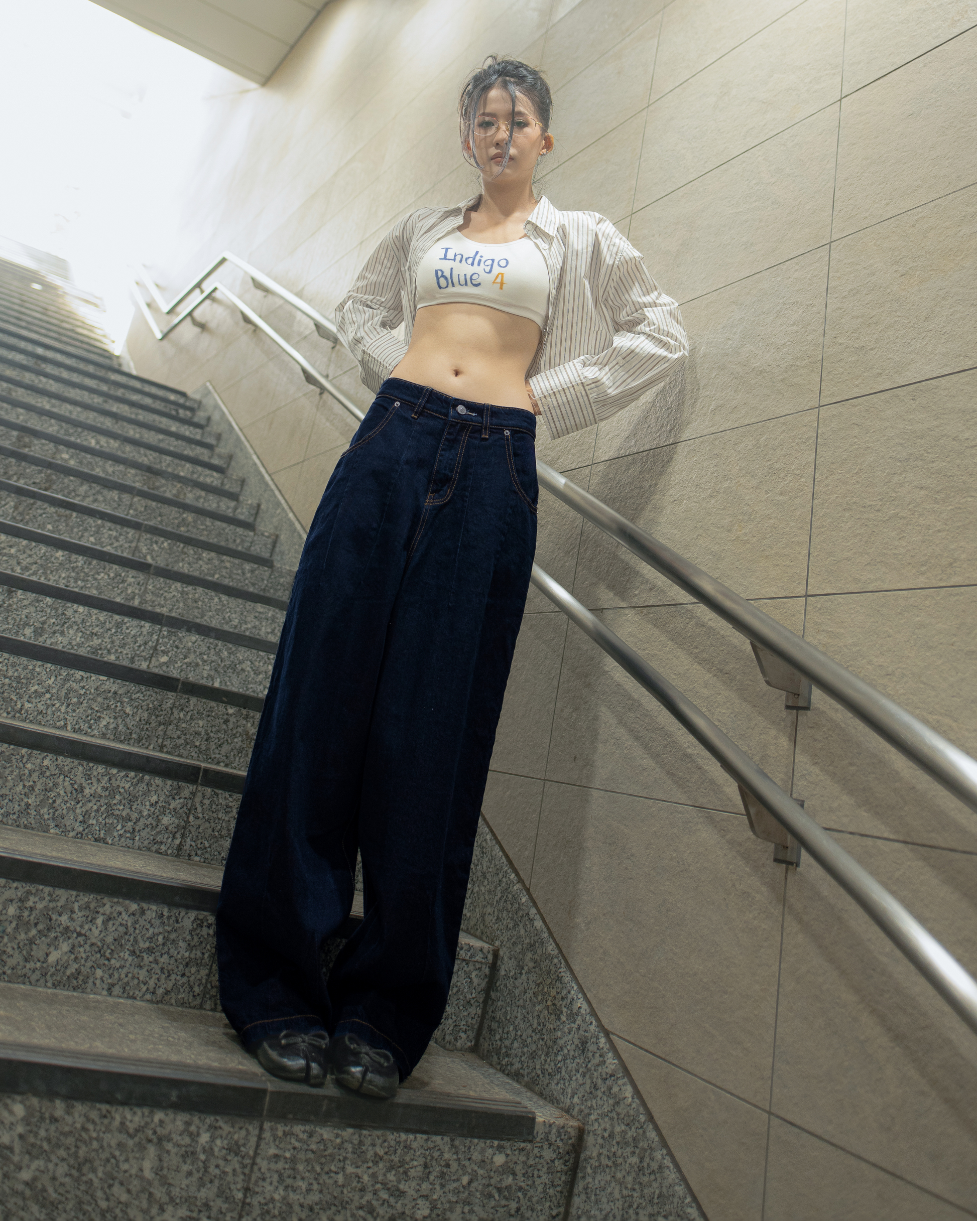 Baggy Flowy Jeans Indigo Blue