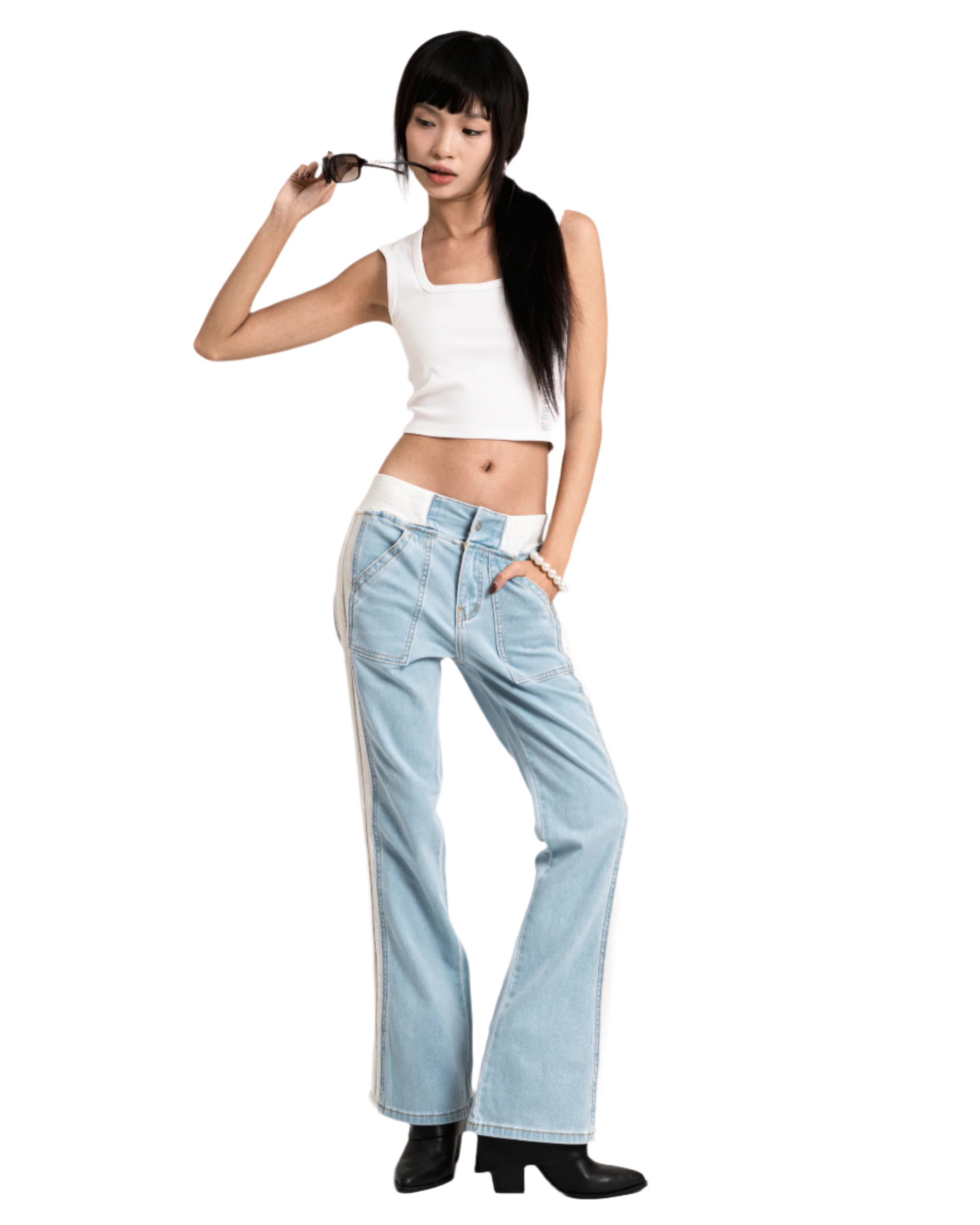 sporty flare jeans light blue