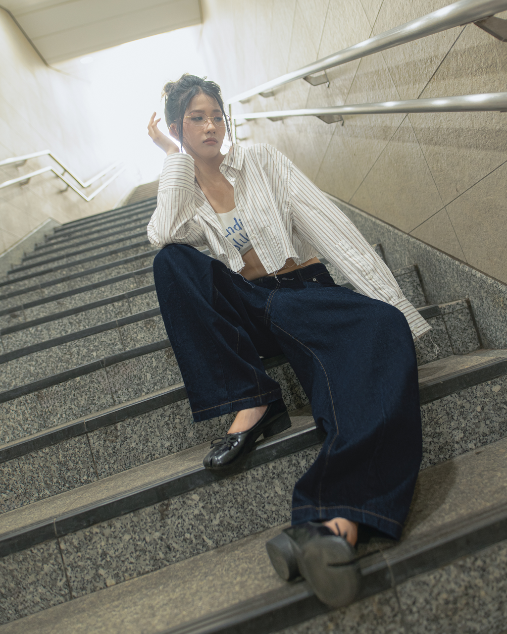 Baggy Flowy Jeans Indigo Blue