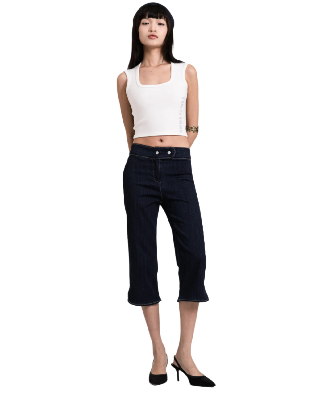 spring capri jeans dark blue