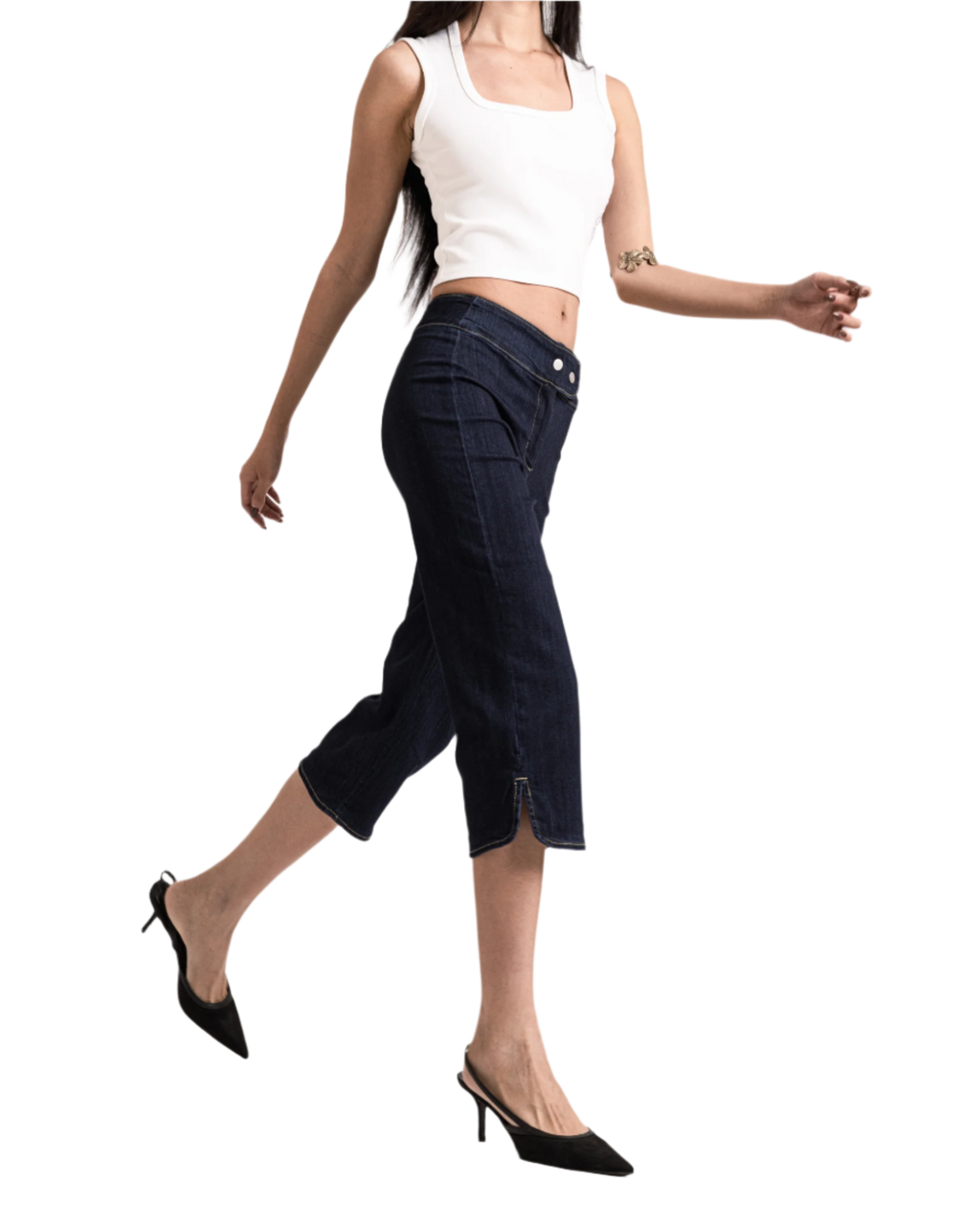 spring capri jeans dark blue