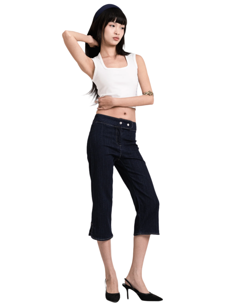 spring capri jeans dark blue
