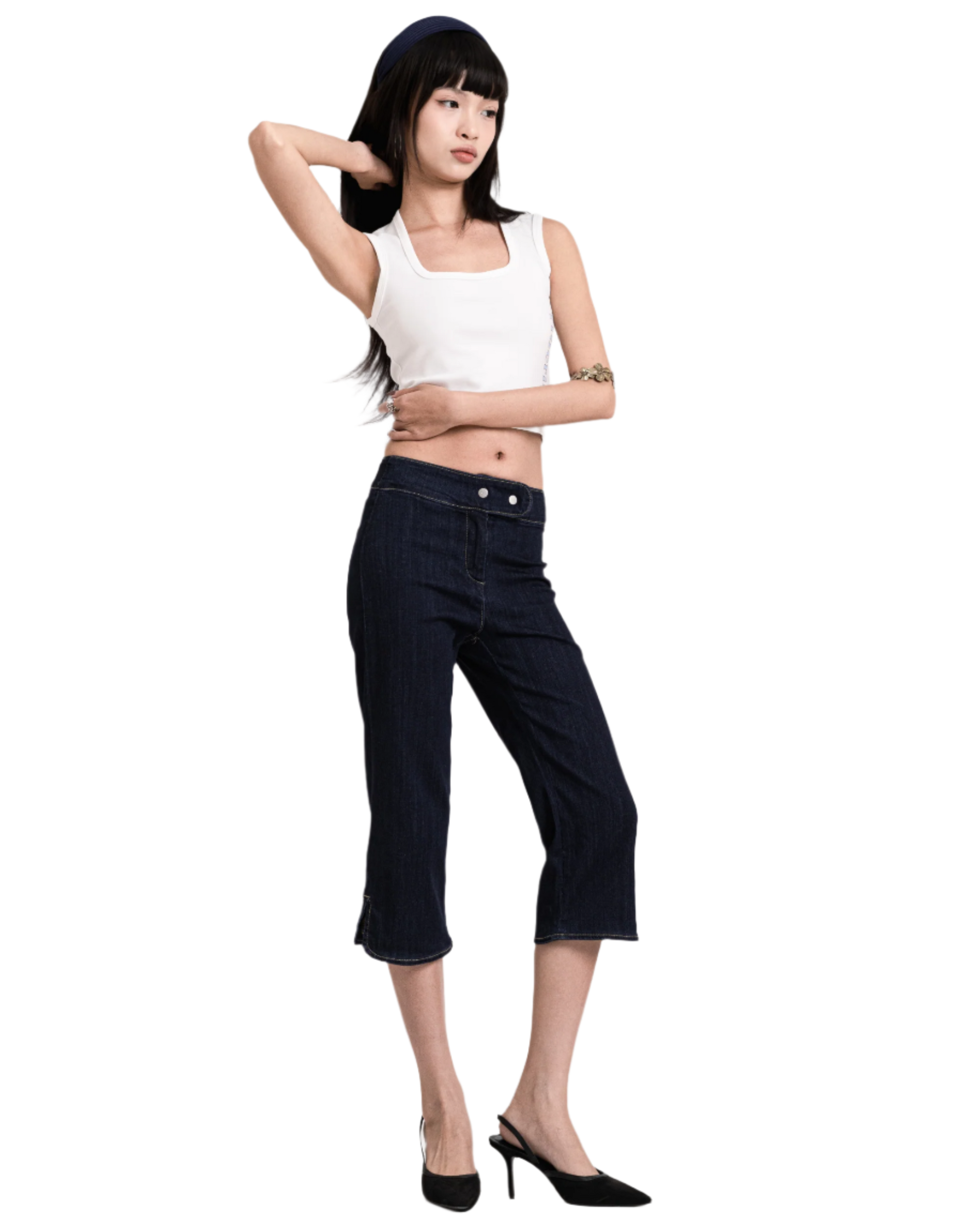 spring capri jeans dark blue