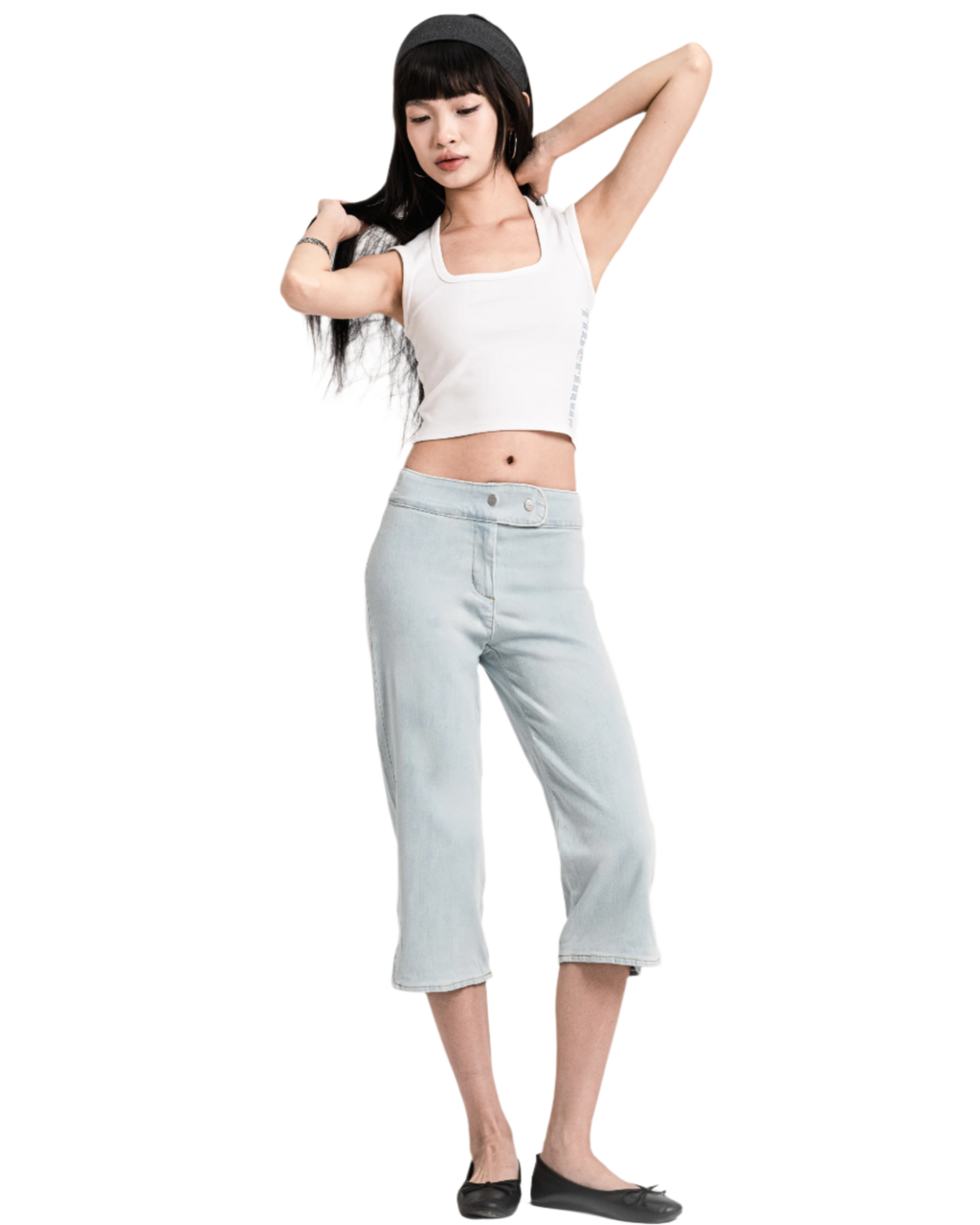 spring capri jeans light blue