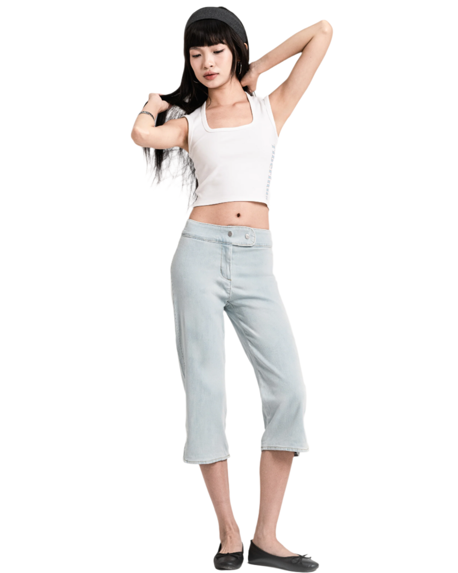 spring capri jeans light blue