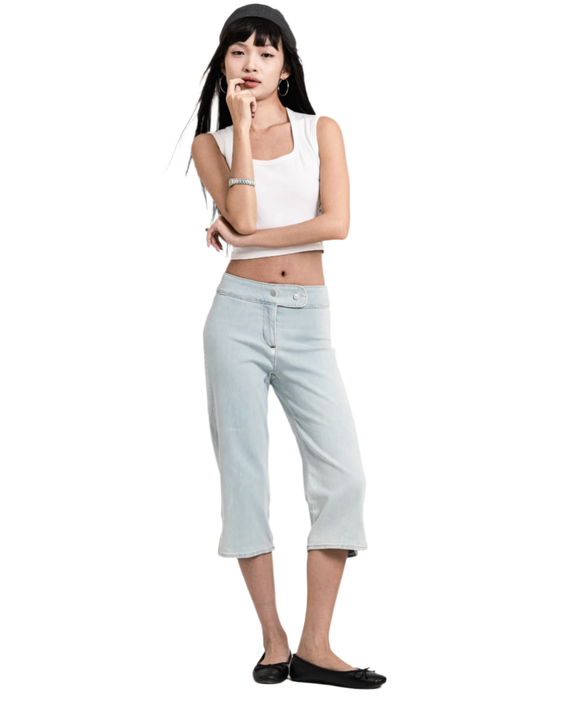 spring capri jeans light blue