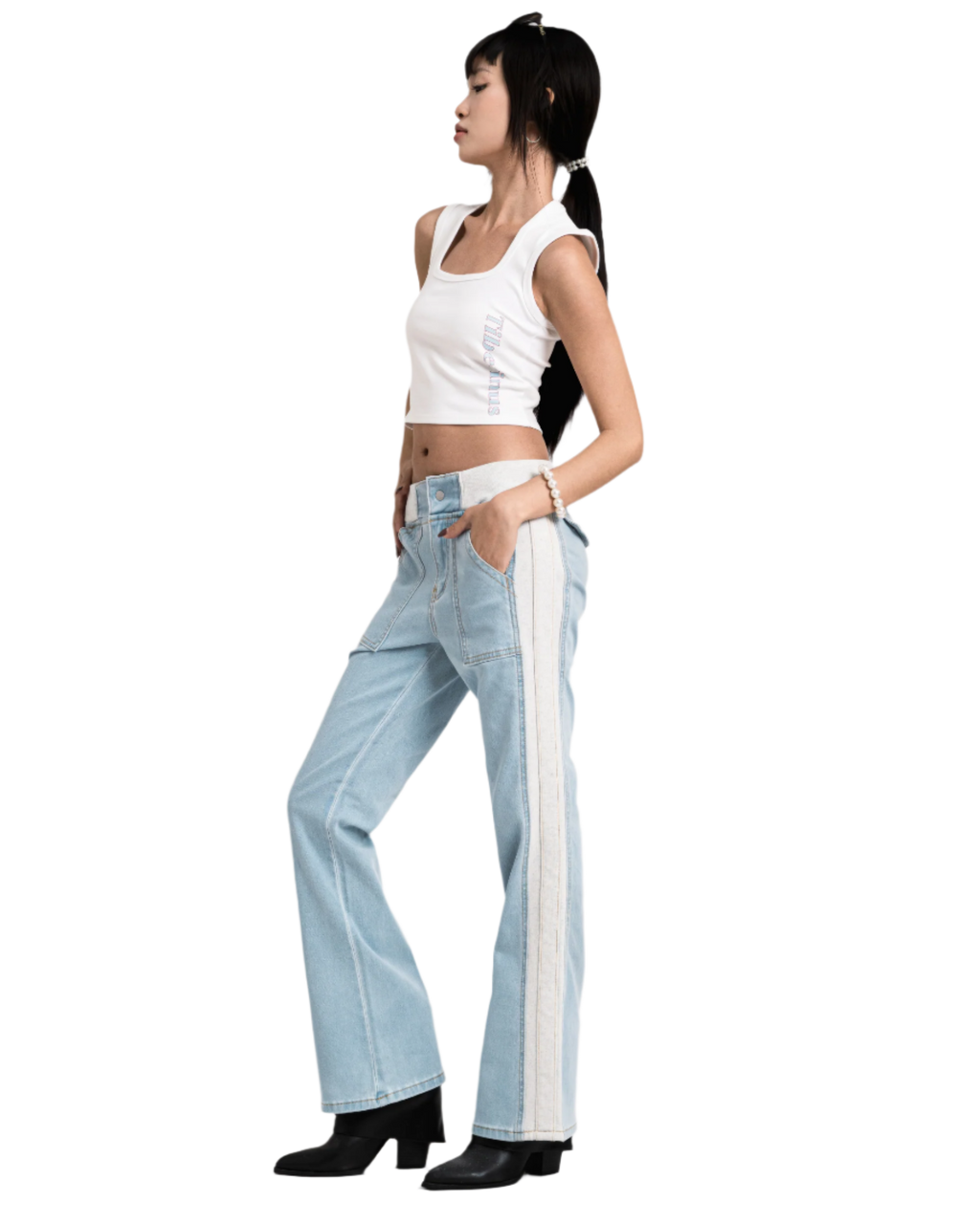sporty flare jeans light blue