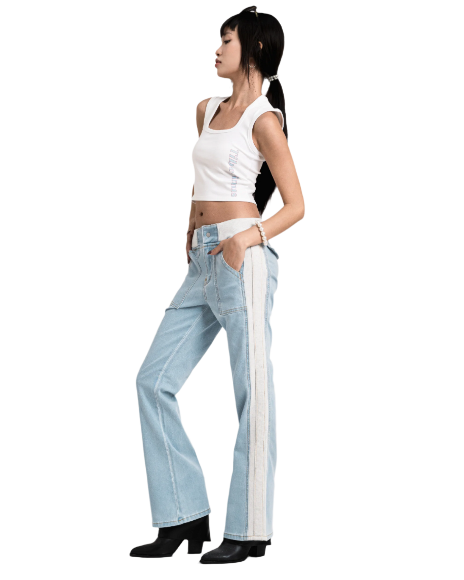 sporty flare jeans light blue
