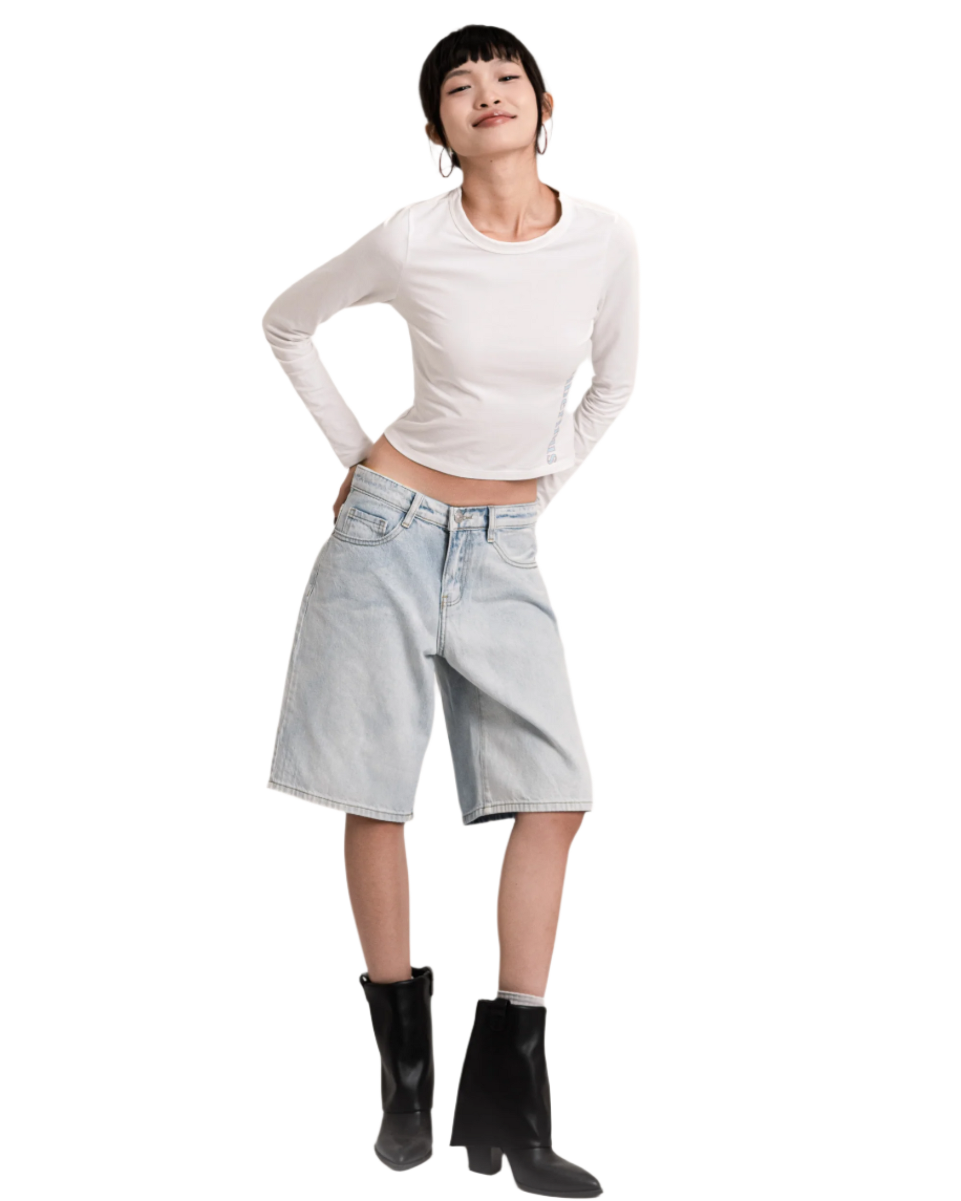 dad jorts light blue