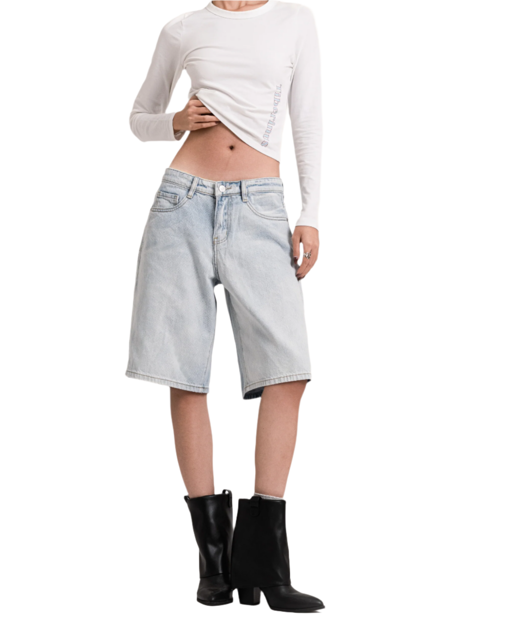 dad jorts light blue