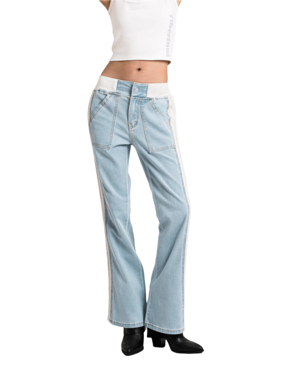 sporty flare jeans light blue