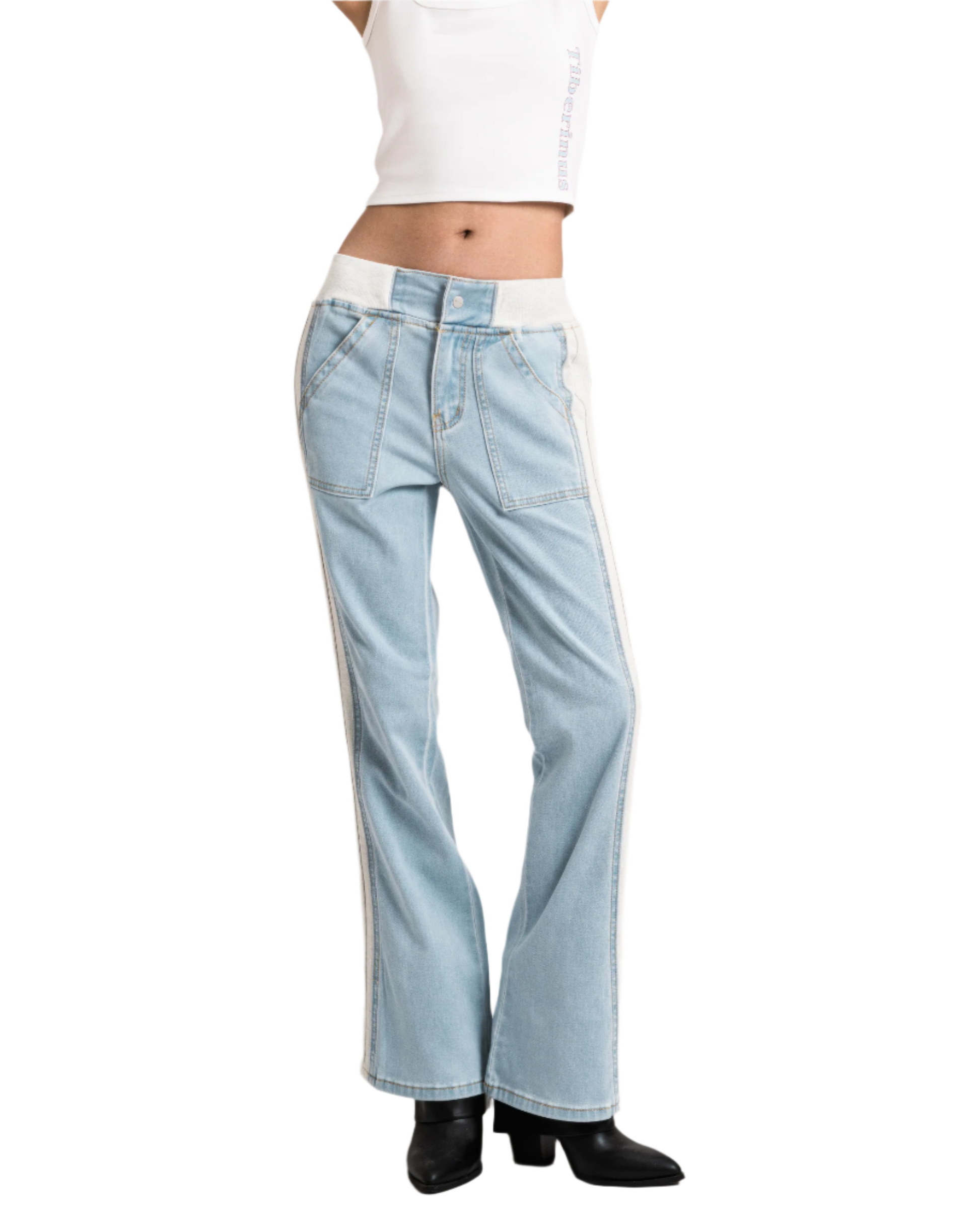 sporty flare jeans light blue