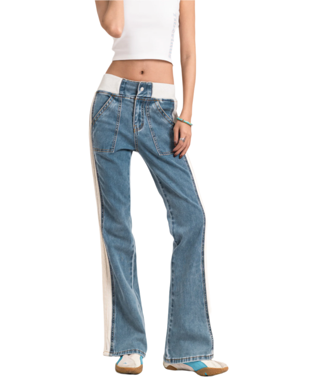 sporty flare jeans mid blue