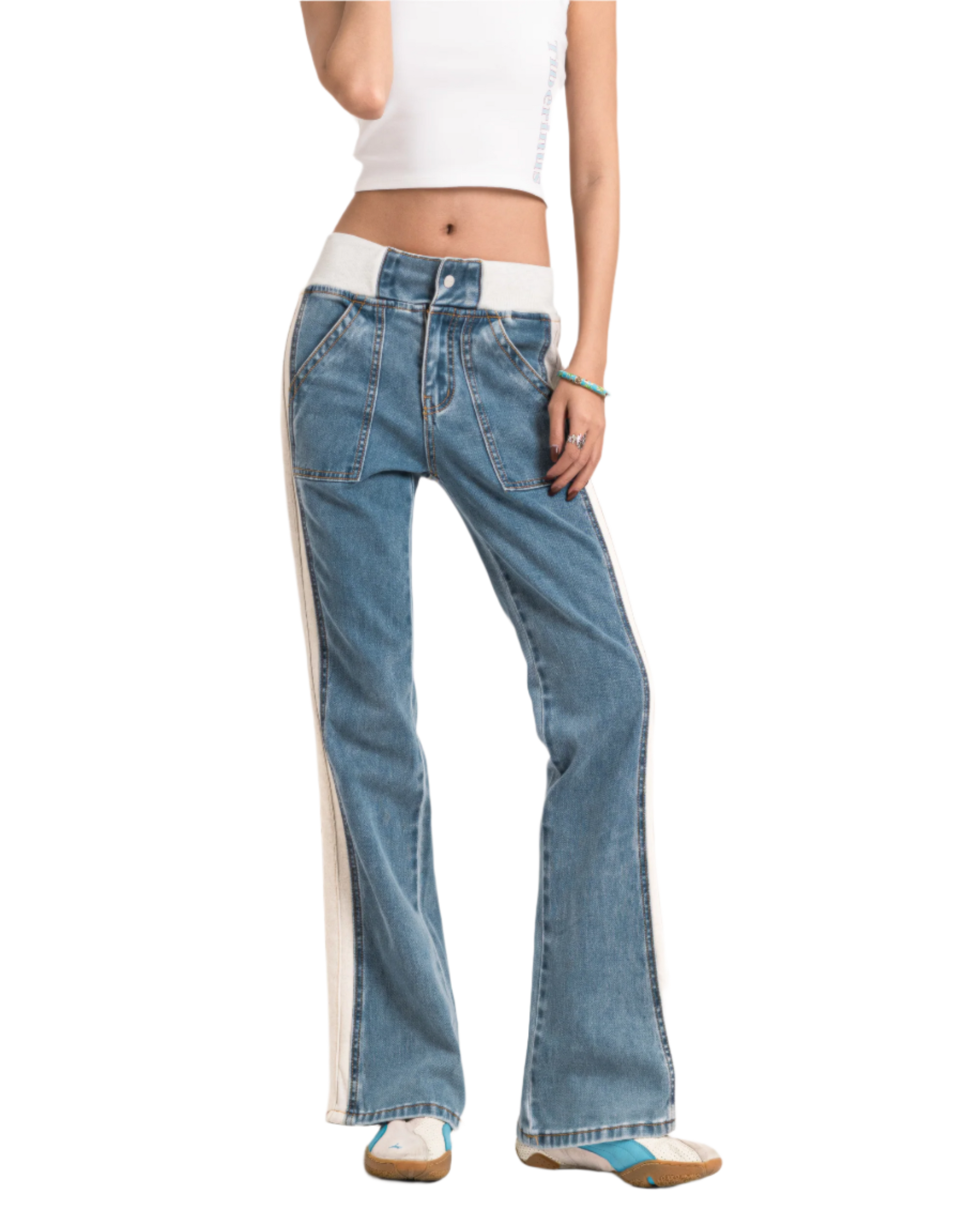 sporty flare jeans mid blue