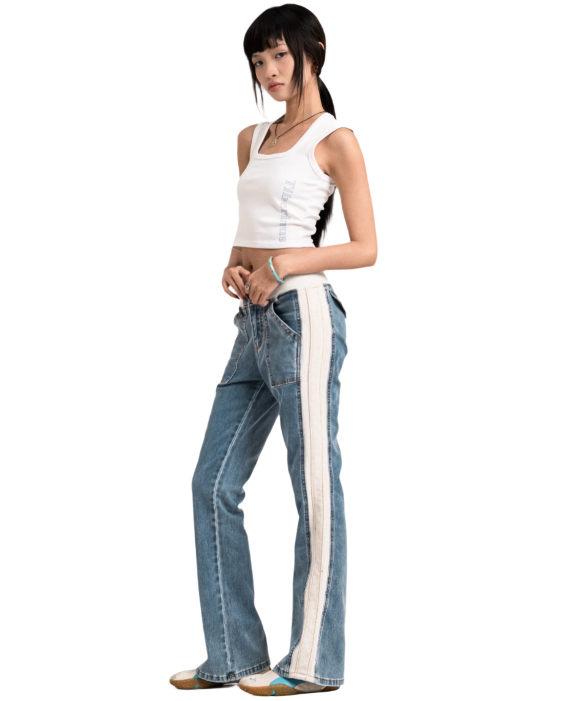 sporty flare jeans mid blue