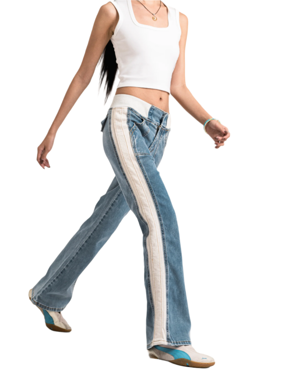 sporty flare jeans mid blue