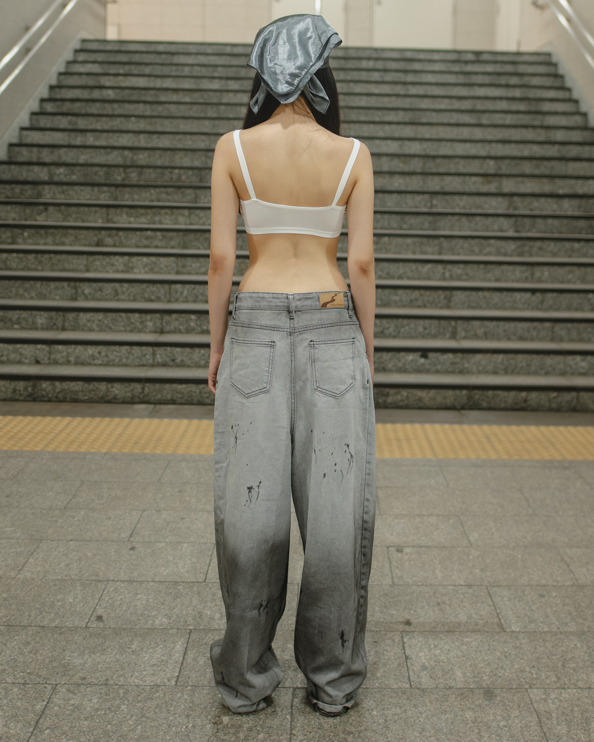 Baggy Flowy Jeans Grey Cement